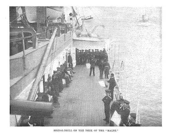 Signal drill on deck of the Maine